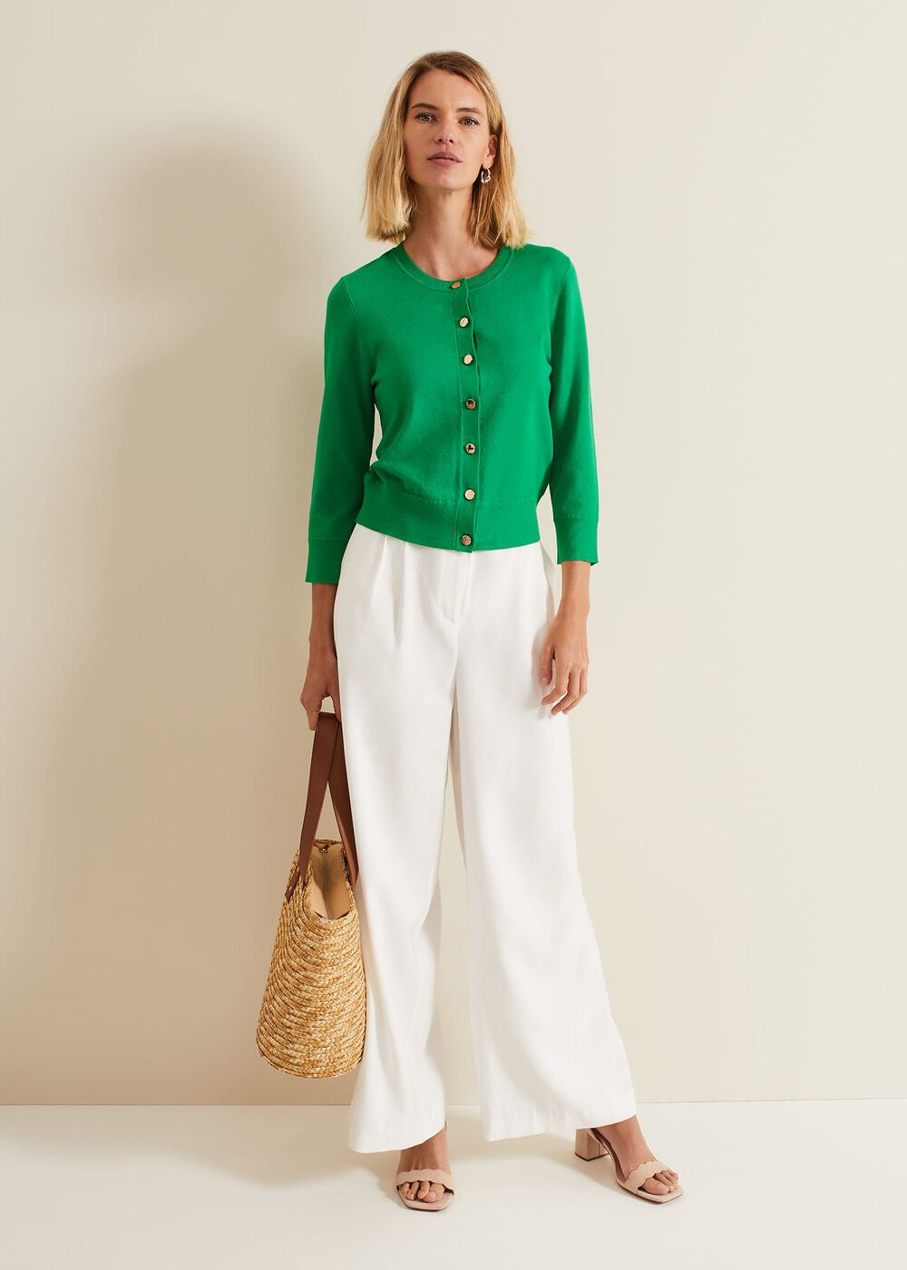 Robin Button Through Cardigan Green