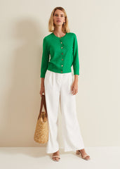 Robin Button Through Cardigan Green