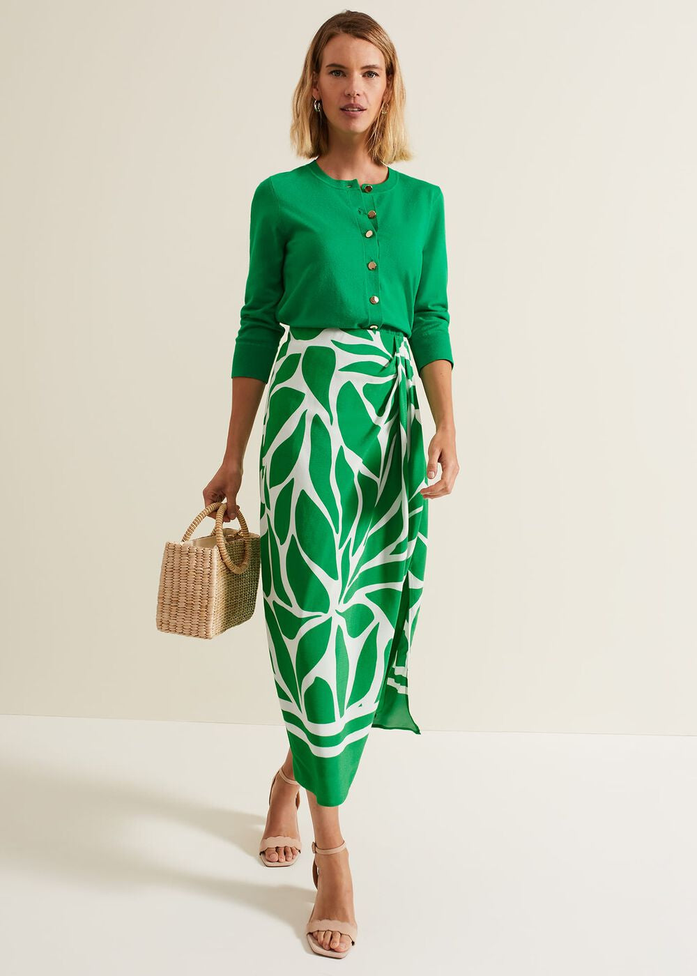 Robin Button Through Cardigan Green