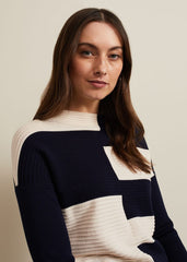 Harper Ripple Top Navy/Ivory
