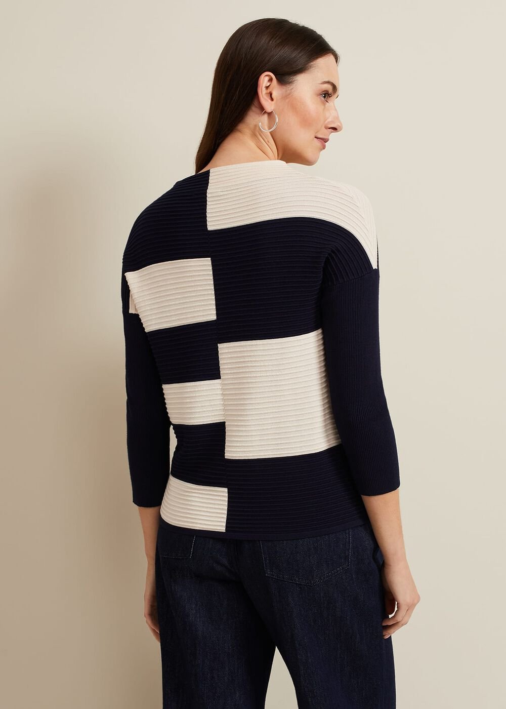 Harper Ripple Top Navy/Ivory