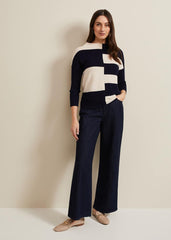 Harper Ripple Top Navy/Ivory
