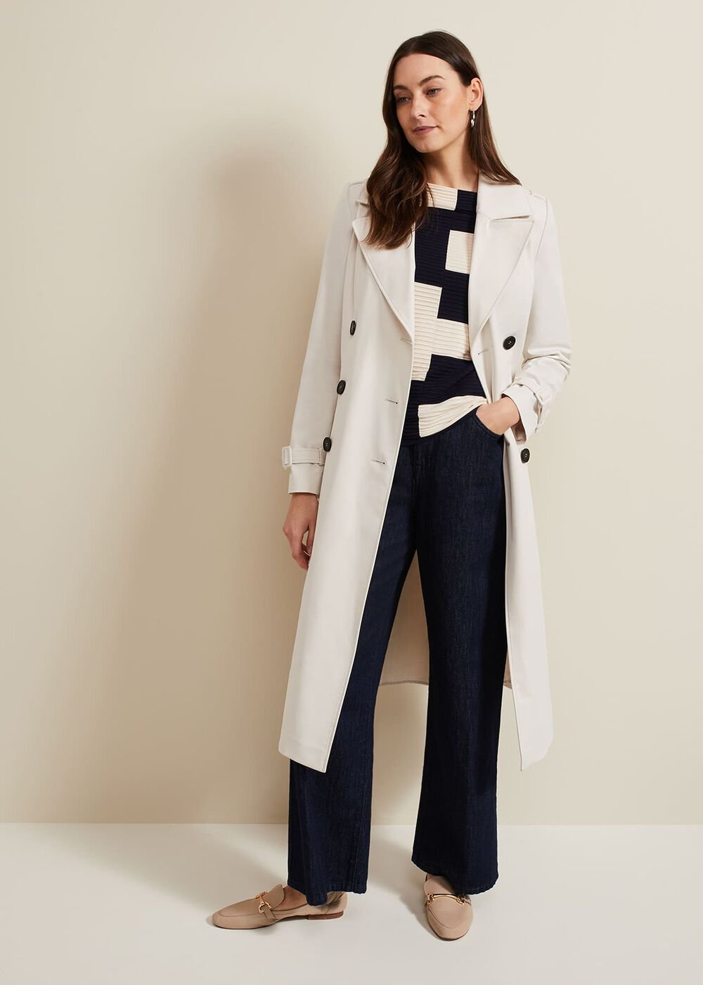 Harper Ripple Top Navy/Ivory