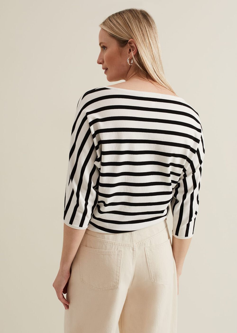 Women's Monochrome Stripe Knit Jumper Black/Ivory