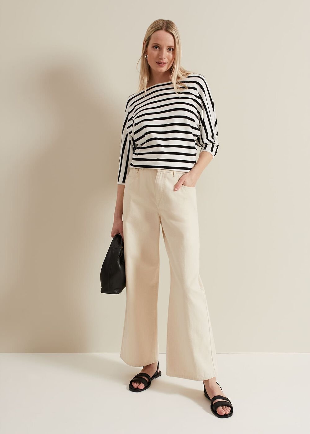 Women's Monochrome Stripe Knit Jumper Black/Ivory