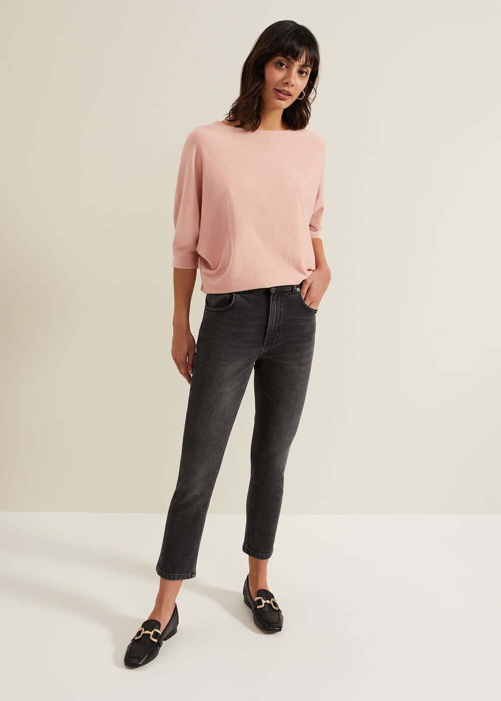 Women's Light Pink Batwing Knitted Jumper Pink