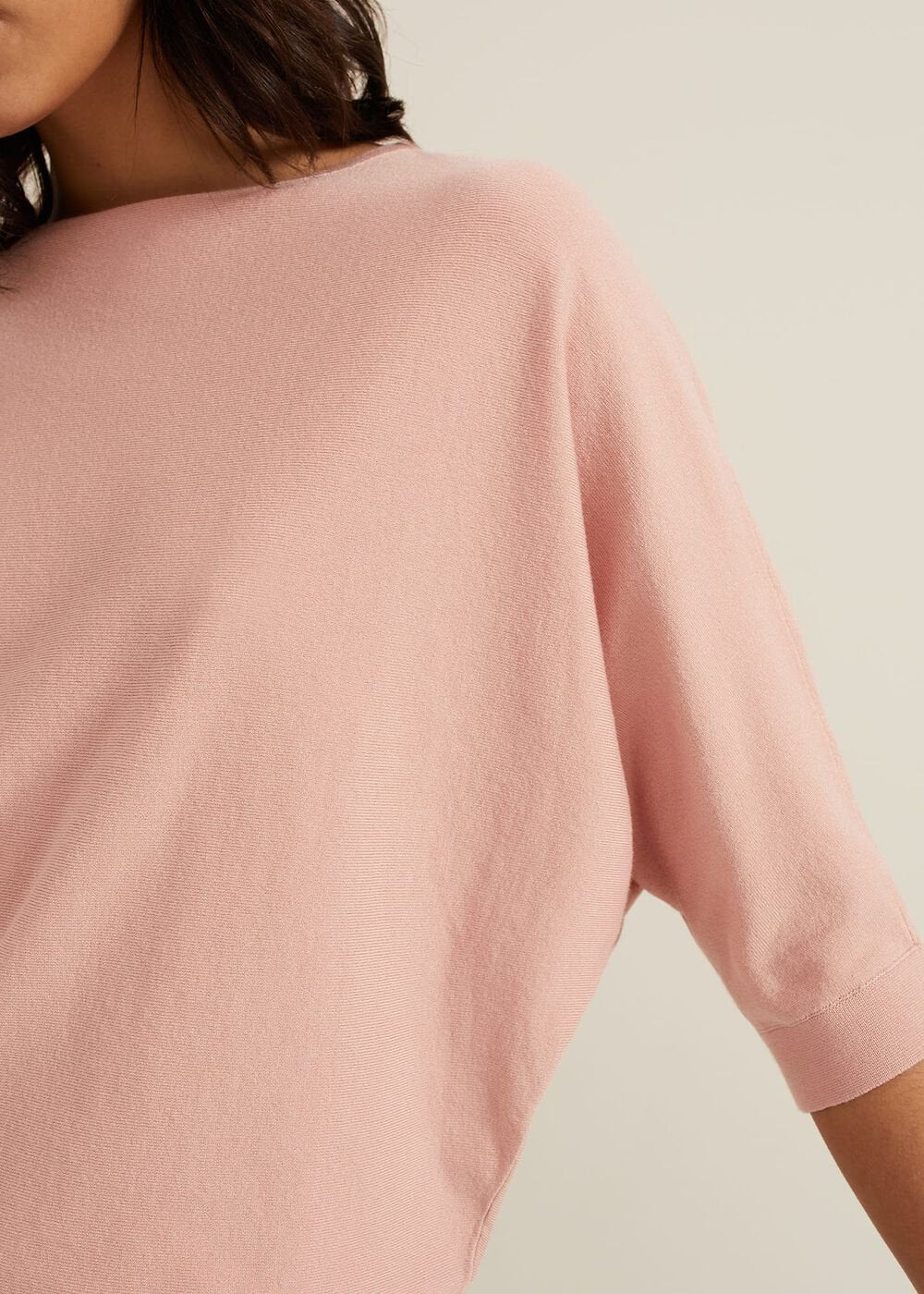 Women's Light Pink Batwing Knitted Jumper Pink