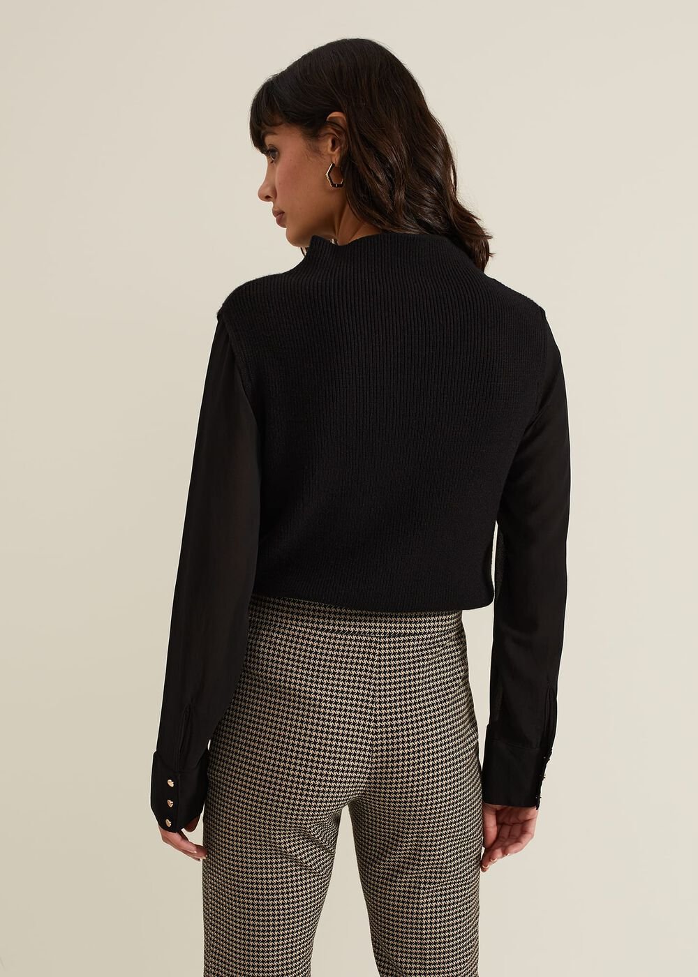 Ella Black Woven Sleeve Jumper Black