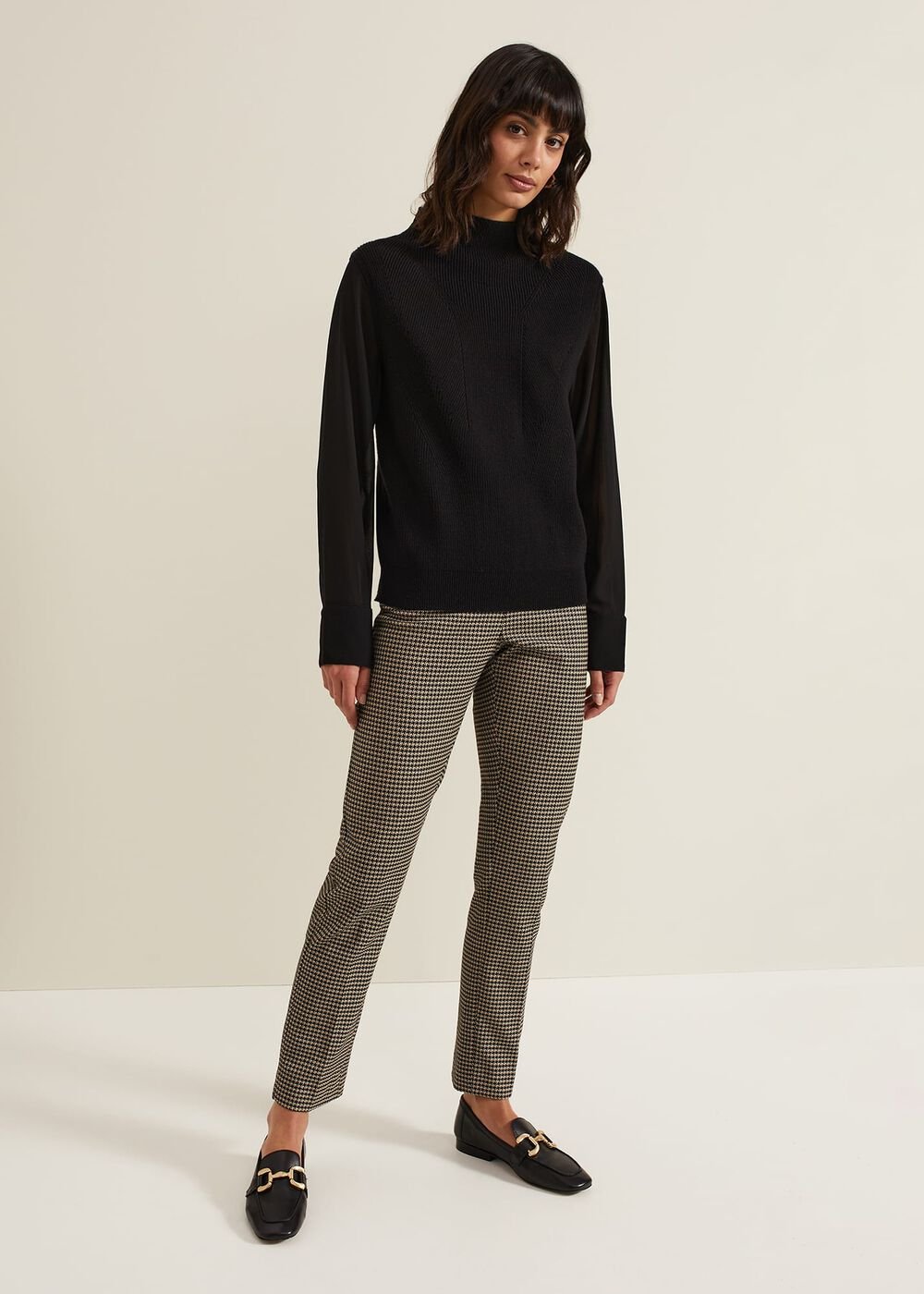 Ella Black Woven Sleeve Jumper Black