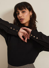 Ella Black Woven Sleeve Jumper Black