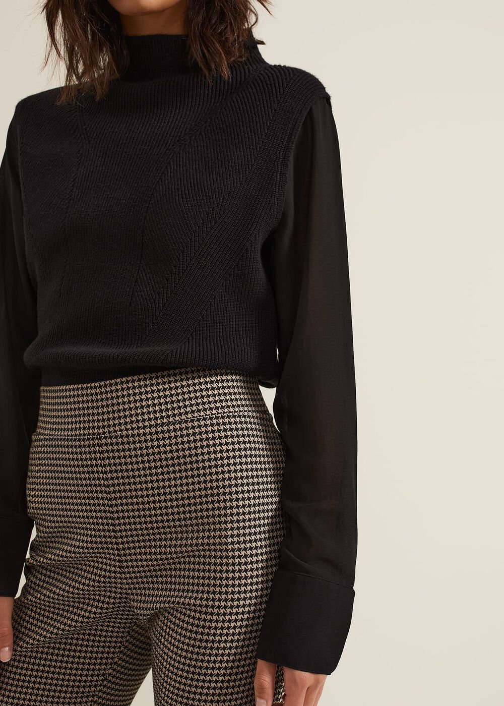Ella Black Woven Sleeve Jumper Black