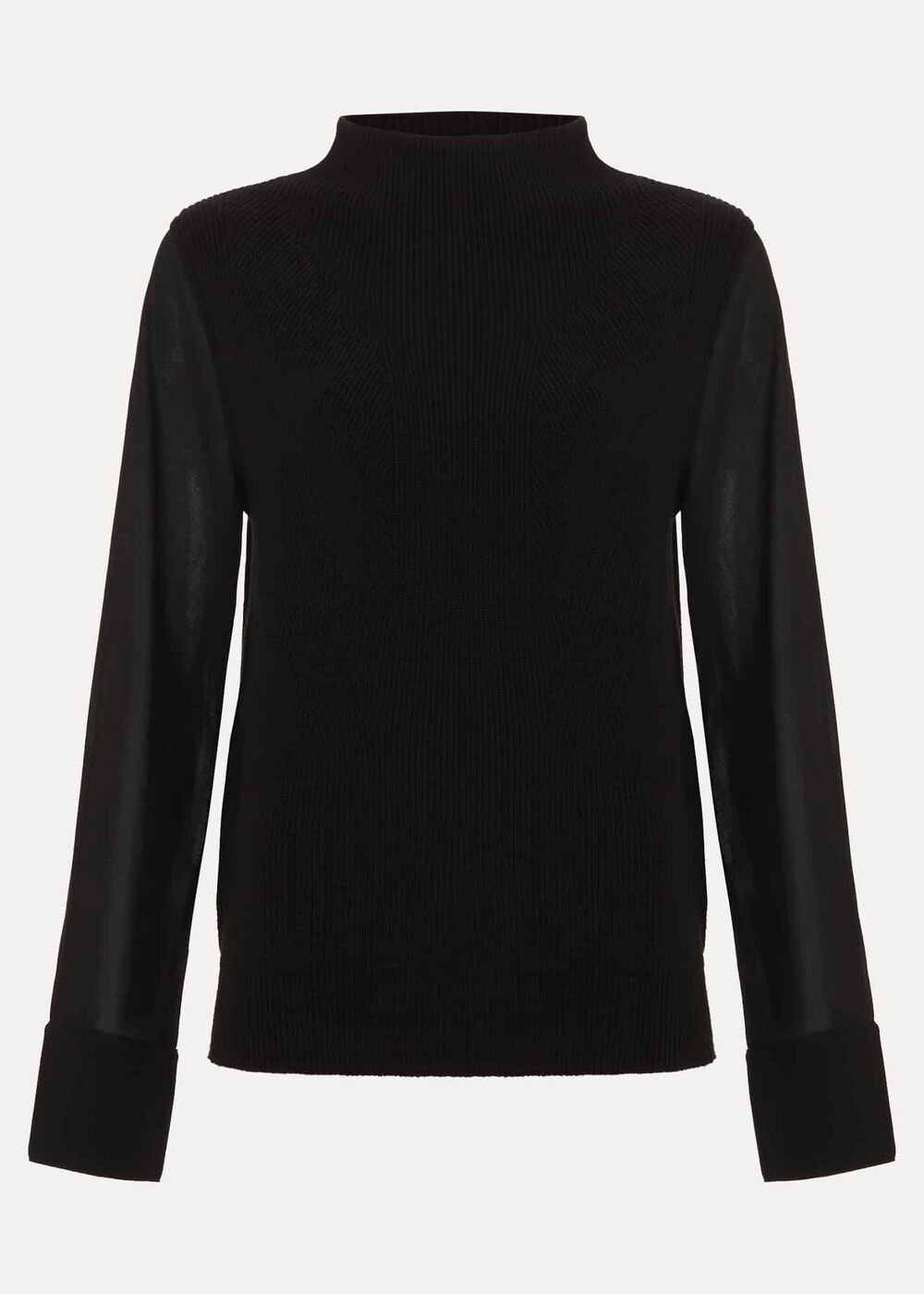 Ella Black Woven Sleeve Jumper Black