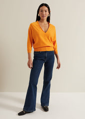 Gina V Neck Batwing Jumper Orange