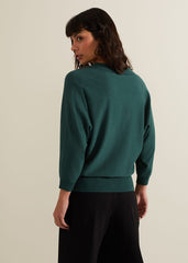 Gina V Neck Batwing Jumper Green