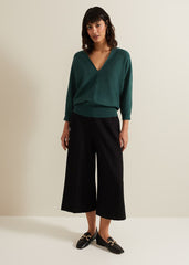 Gina V Neck Batwing Jumper Green
