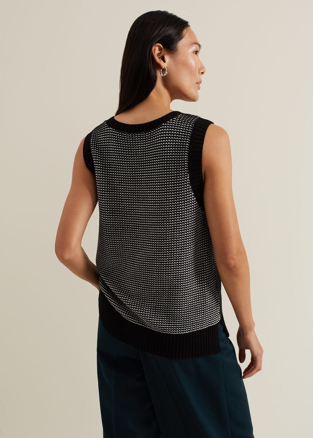 Zoe Tweed Knit Black Tank Black/Ivory