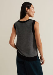 Zoe Tweed Knit Black Tank Black/Ivory