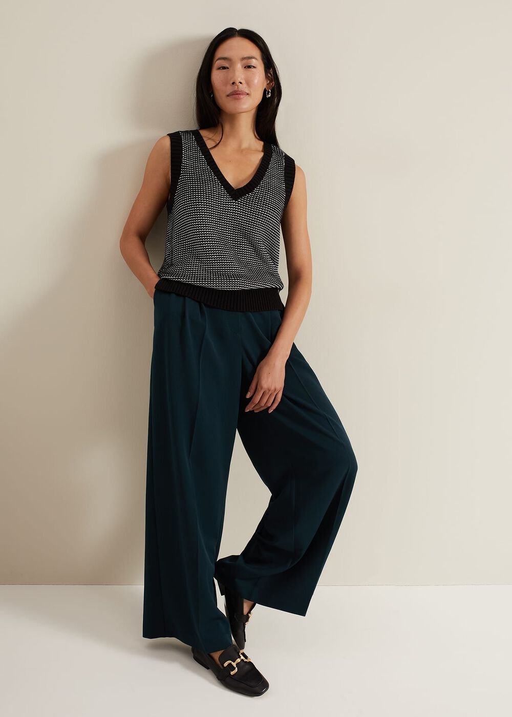 Zoe Tweed Knit Black Tank Black/Ivory