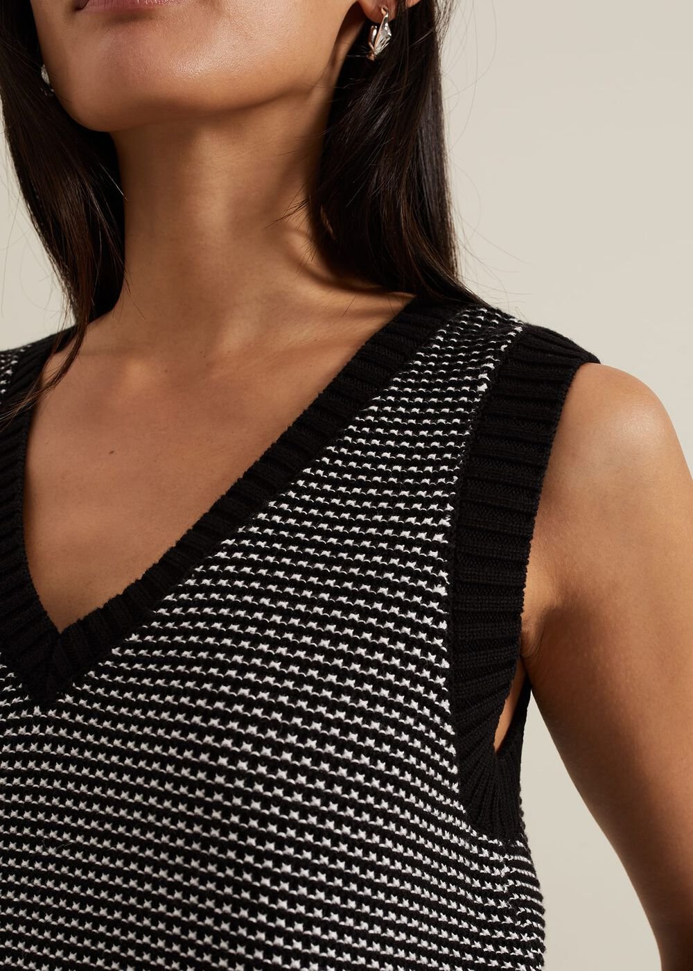 Zoe Tweed Knit Black Tank Black/Ivory