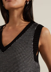 Zoe Tweed Knit Black Tank Black/Ivory