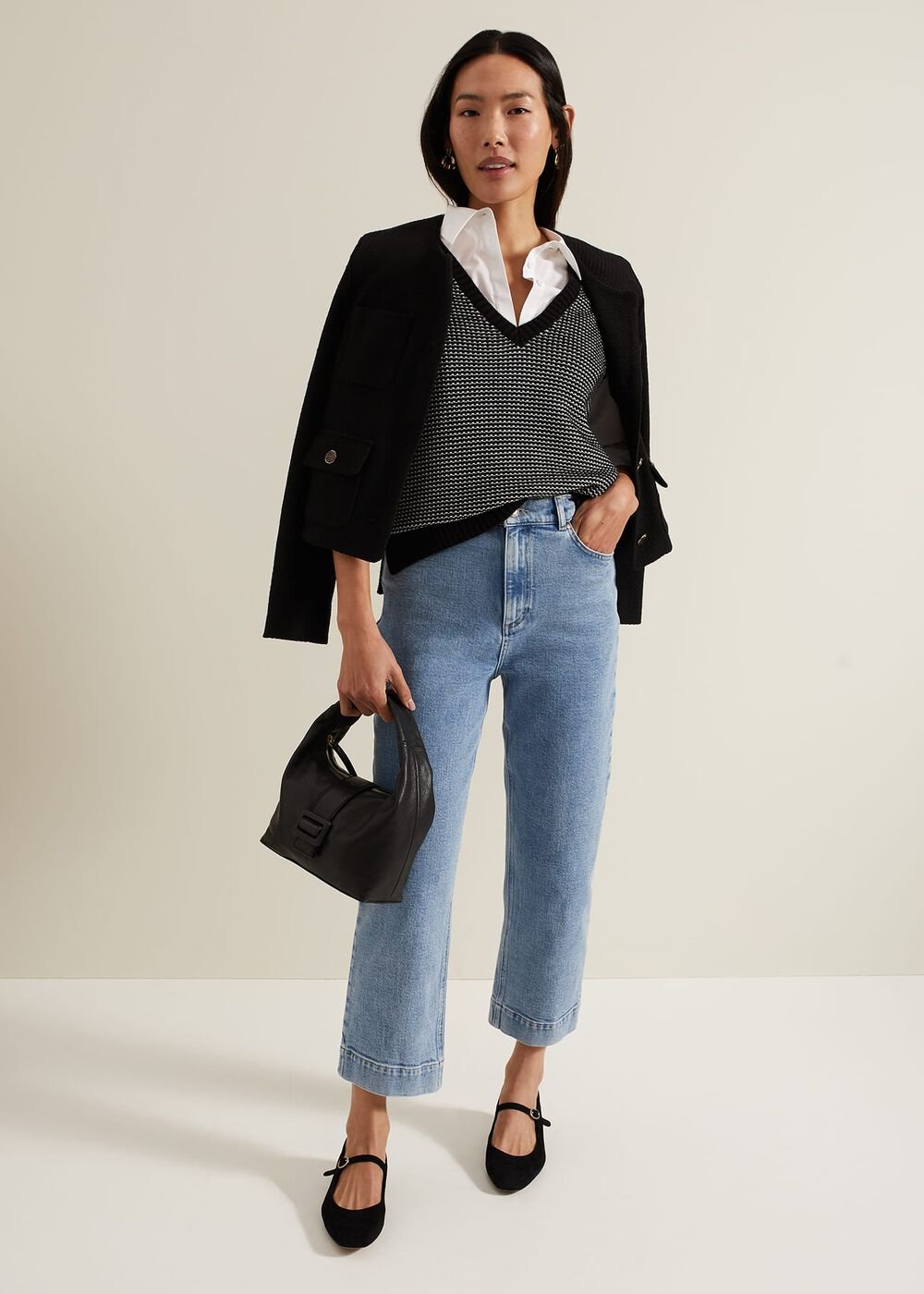 Zoe Tweed Knit Black Tank Black/Ivory