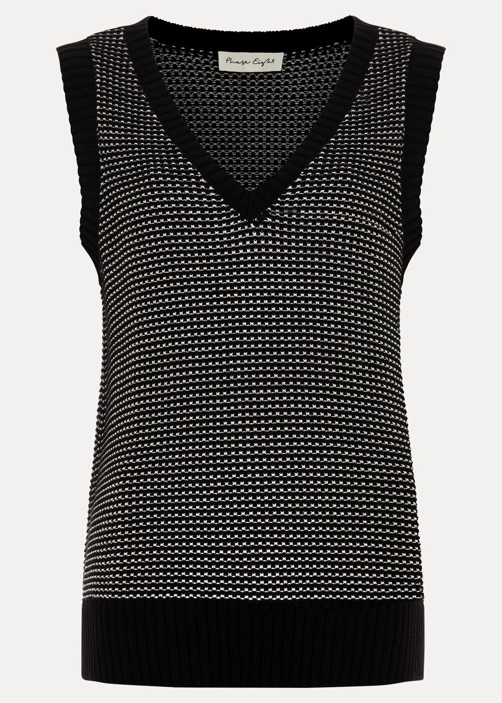 Zoe Tweed Knit Black Tank Black/Ivory