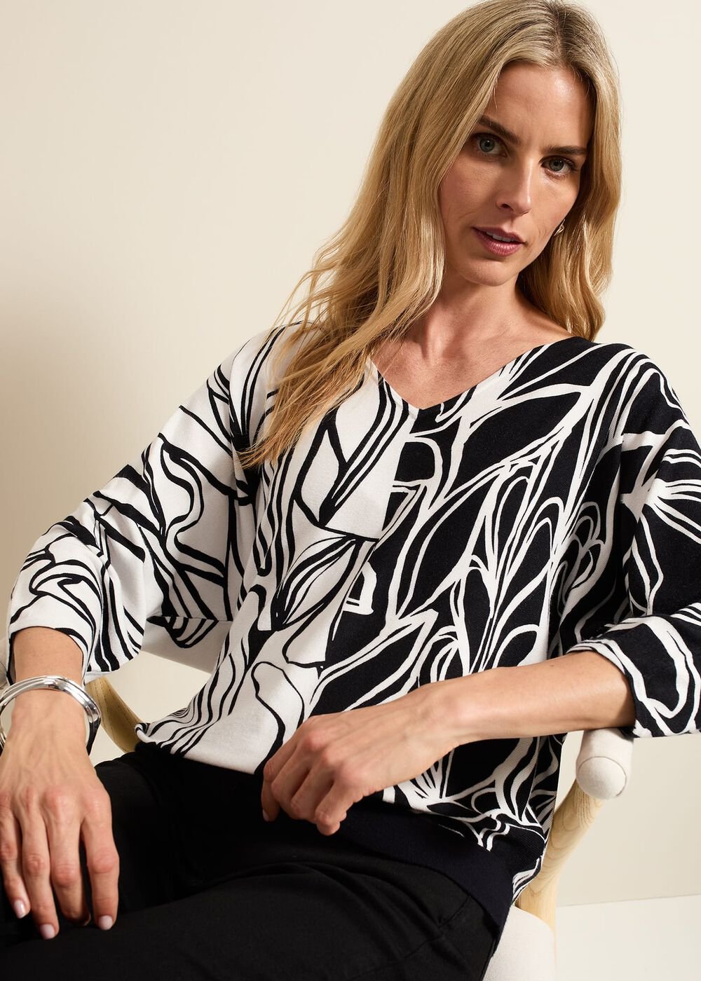 Ava Floral Print Colour Block Jumper Multi-Coloured