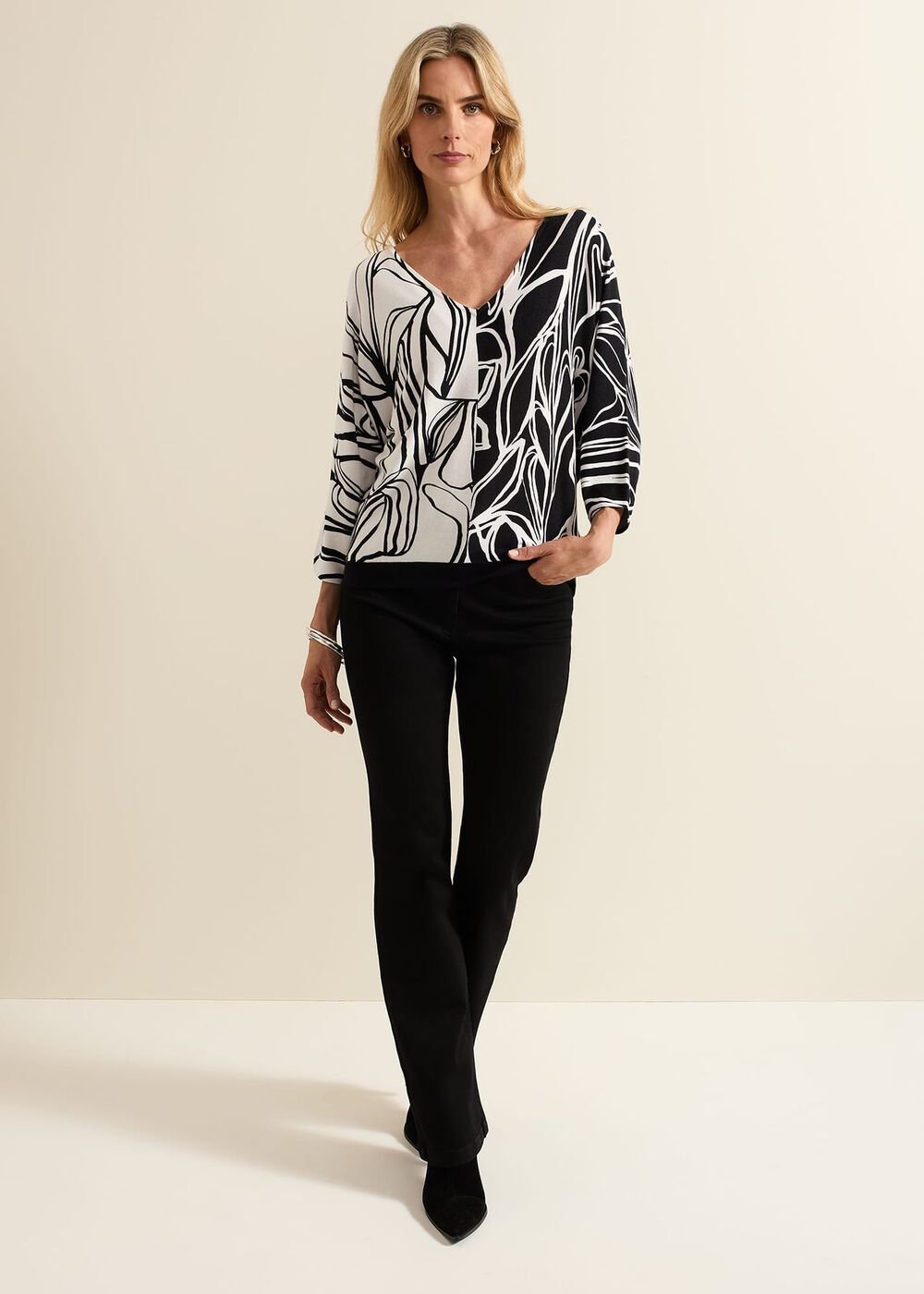 Ava Floral Print Colour Block Jumper Multi-Coloured