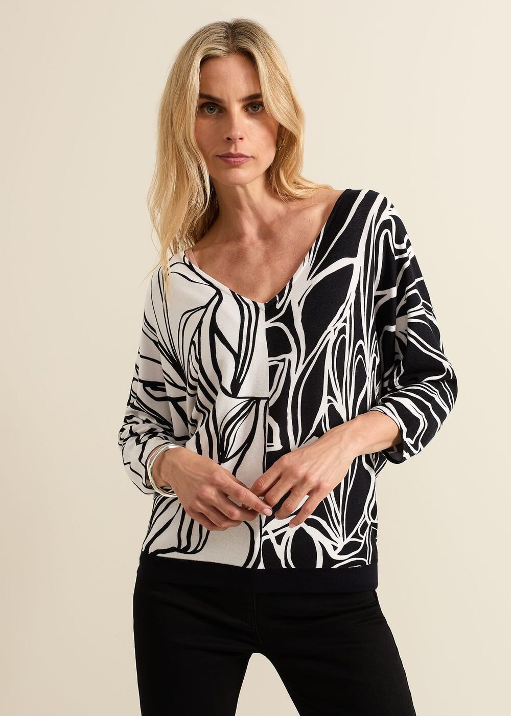 Ava Floral Print Colour Block Jumper Multi-Coloured