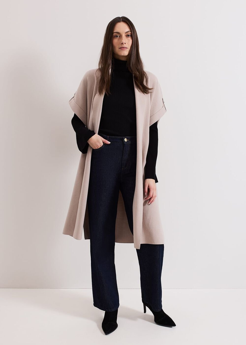 Wendy Shawl Collar Knit Gilet Stone