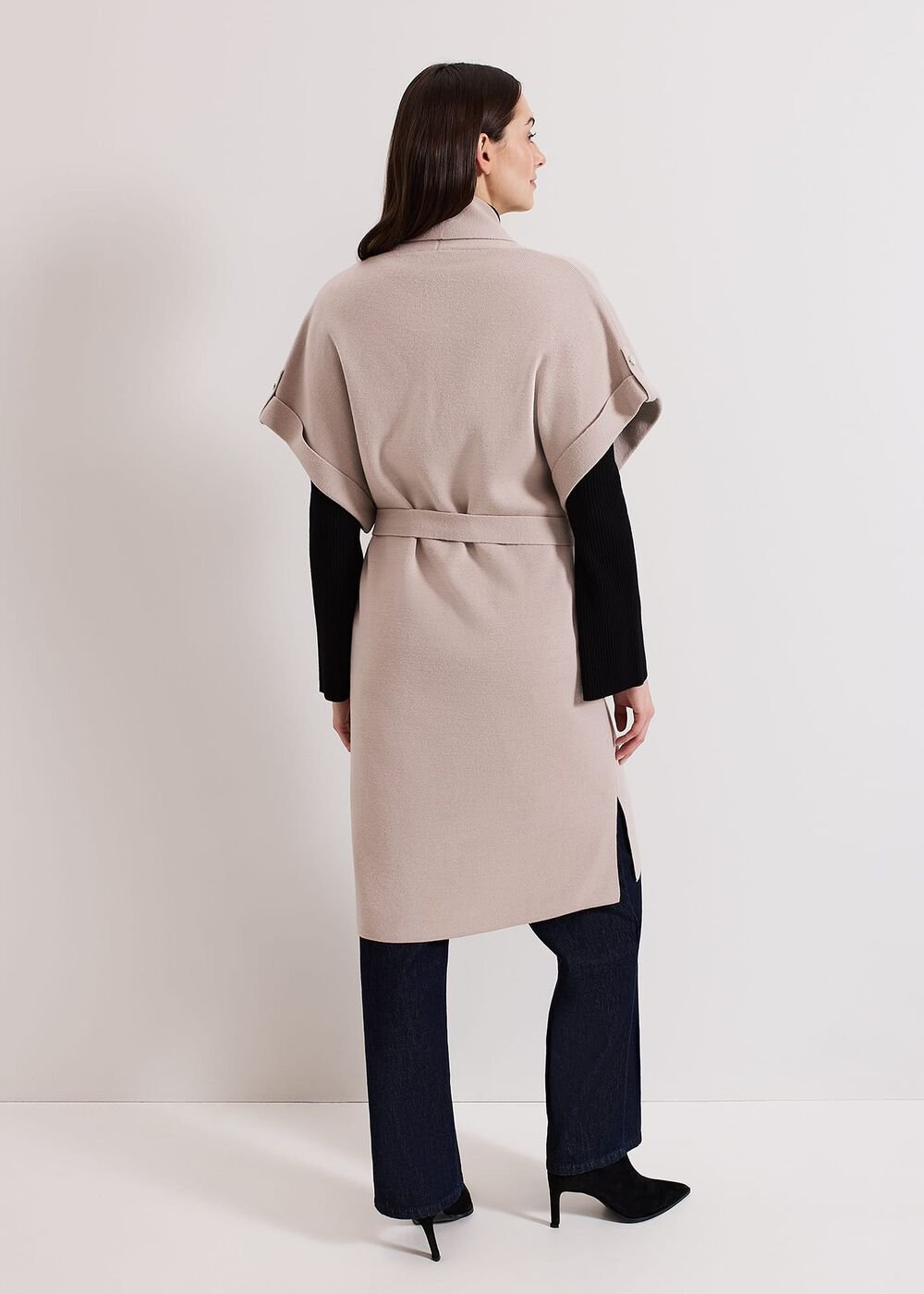 Wendy Shawl Collar Knit Gilet Stone