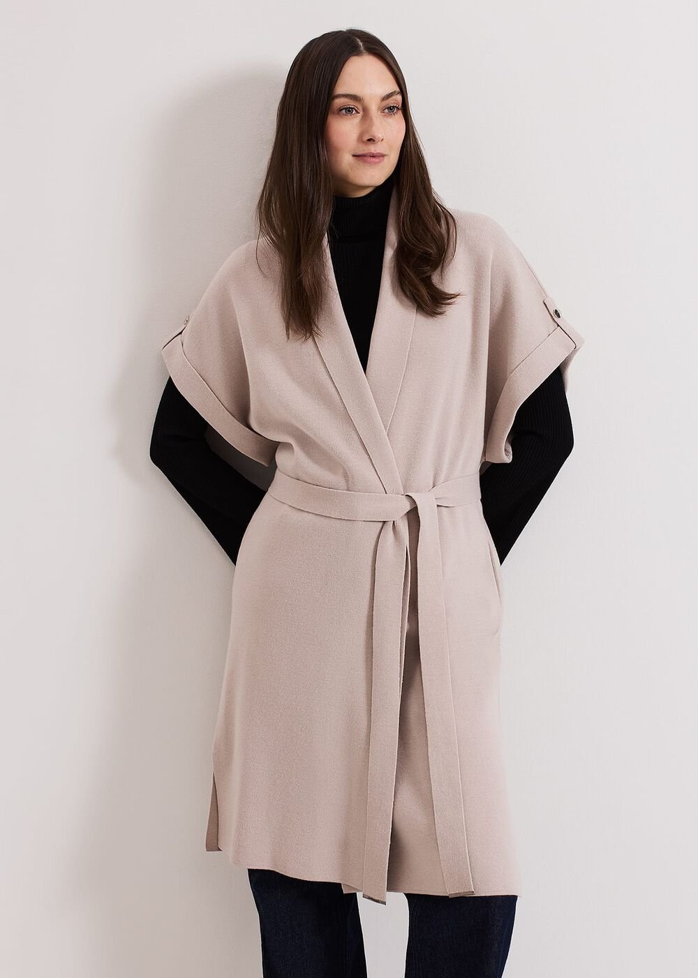 Wendy Shawl Collar Knit Gilet Stone
