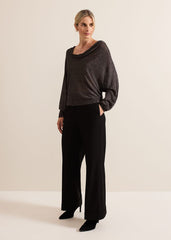 Malti Metallic Cowl Neck Knit Gunmetal
