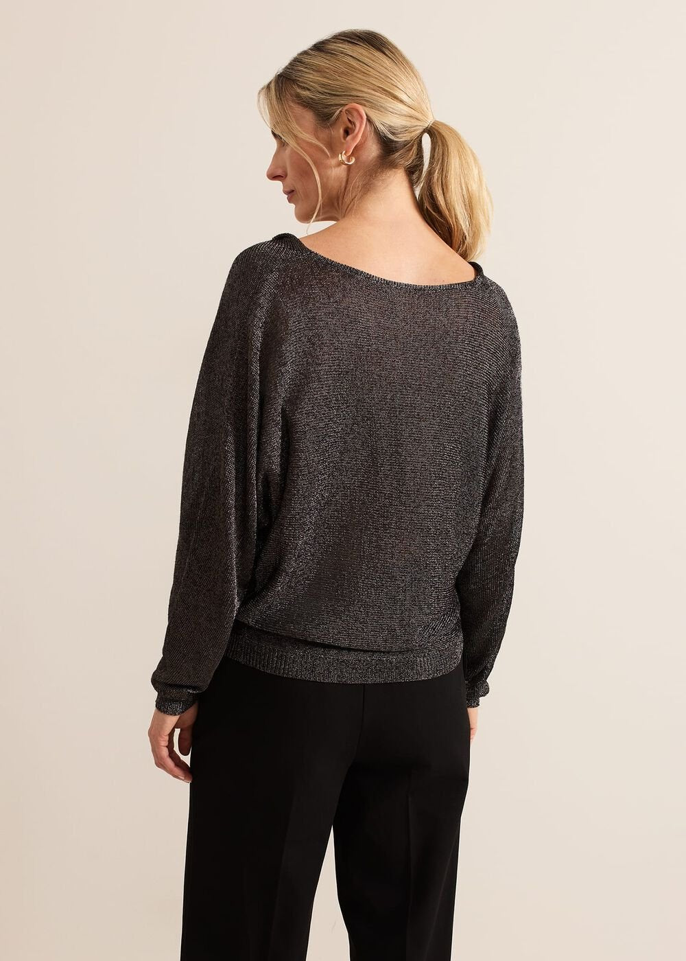 Malti Metallic Cowl Neck Knit Gunmetal