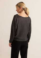 Malti Metallic Cowl Neck Knit Gunmetal