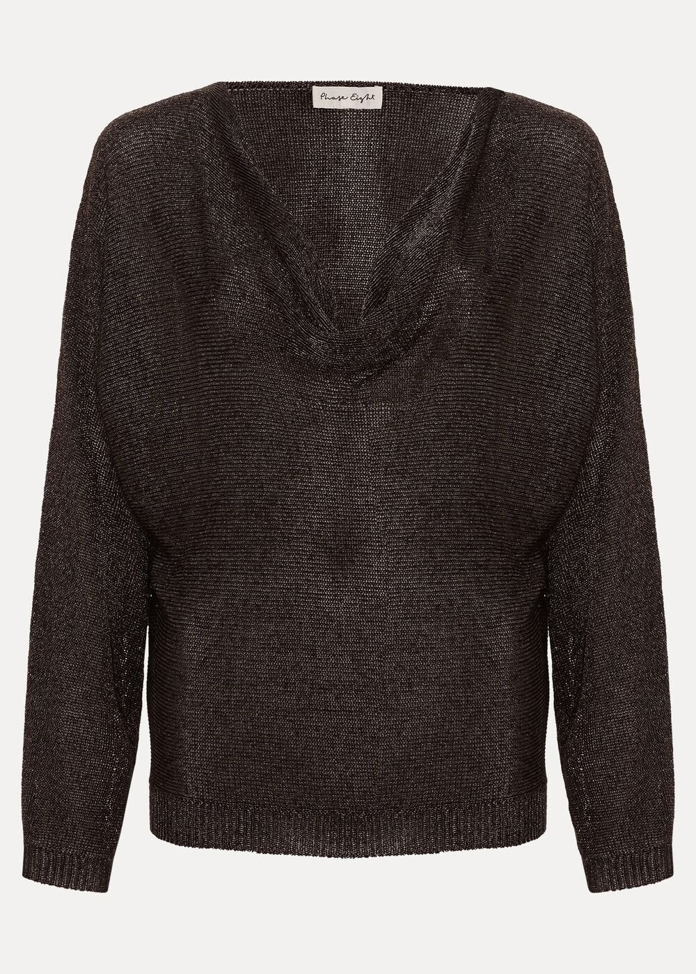 Malti Metallic Cowl Neck Knit Gunmetal