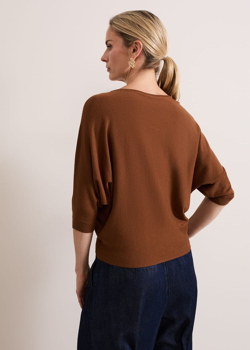 Women's Tan Batwing Knitted Jumper Spice
