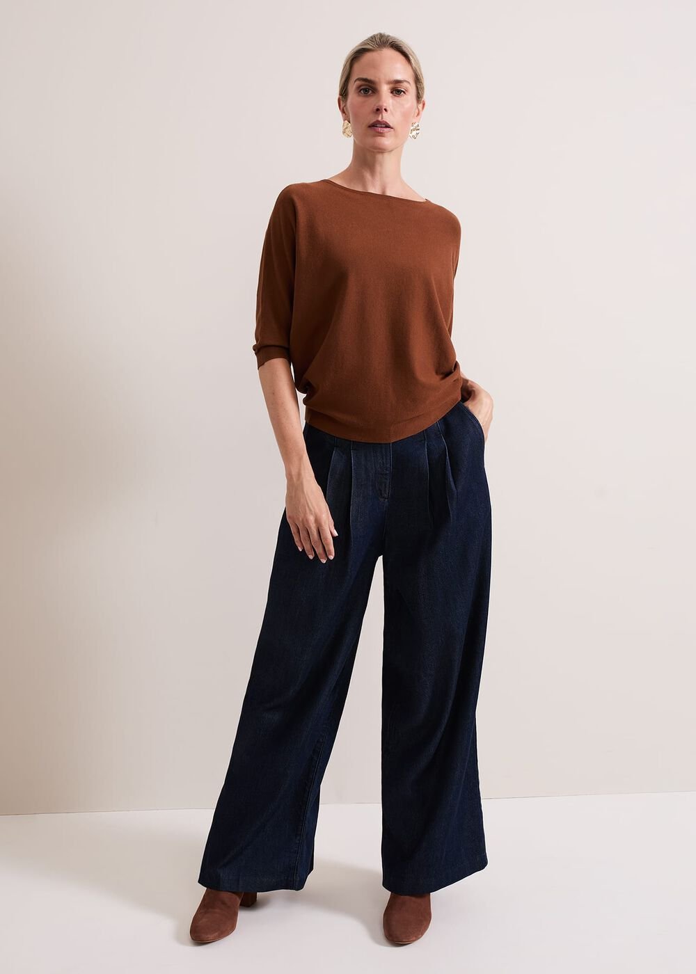 Women's Tan Batwing Knitted Jumper Spice