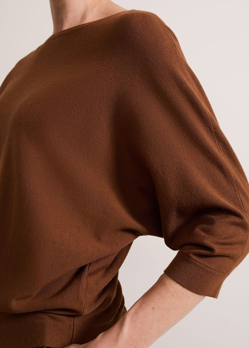 Women's Tan Batwing Knitted Jumper Spice