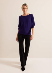 Women's Dark Purple Batwing Knit Jumper Purple