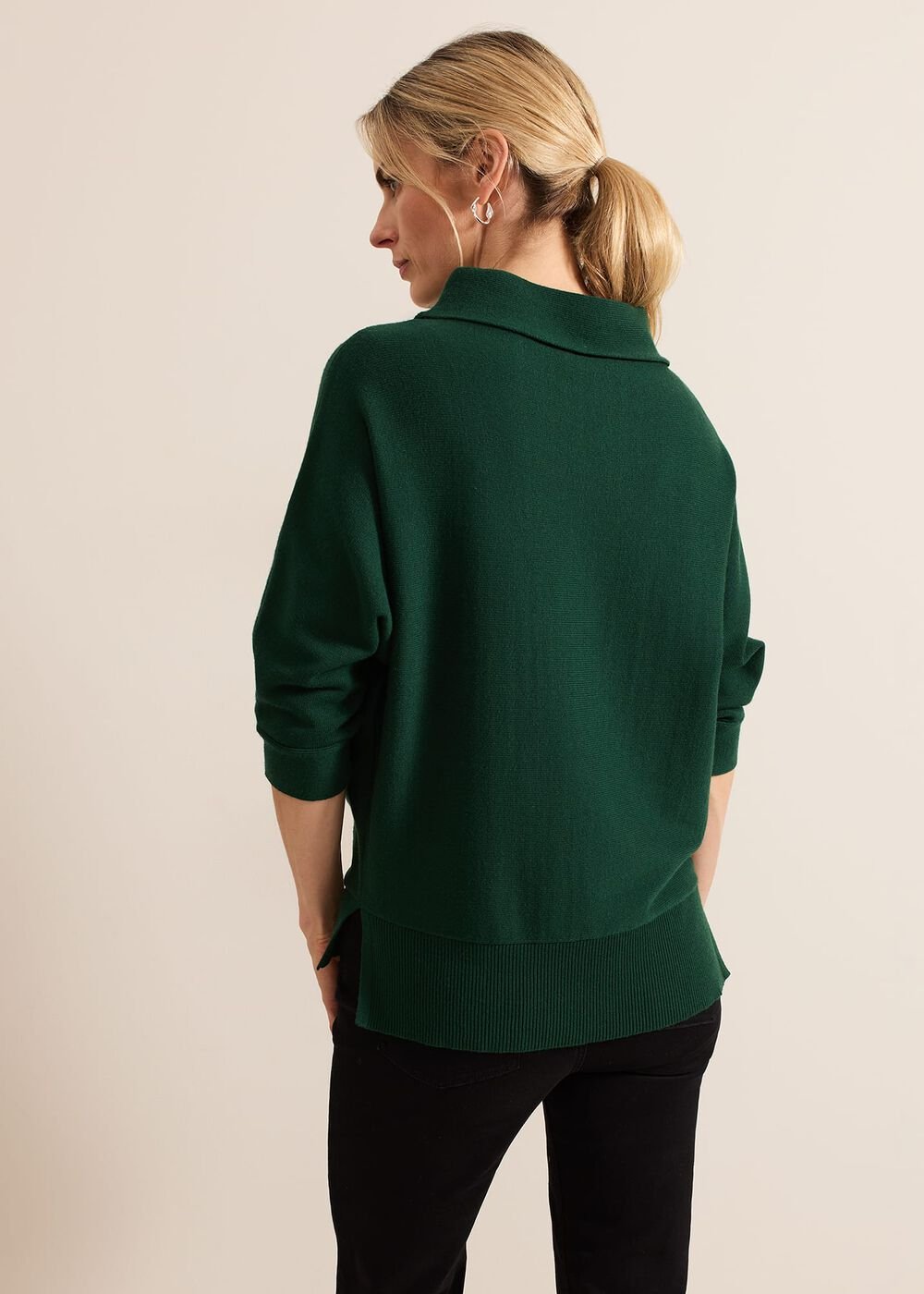 Salima Funnel Neck Knit Jumper Green