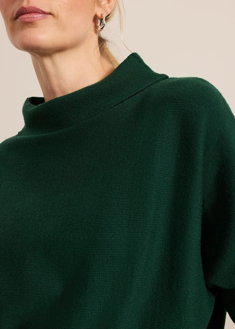 Salima Funnel Neck Knit Jumper Green