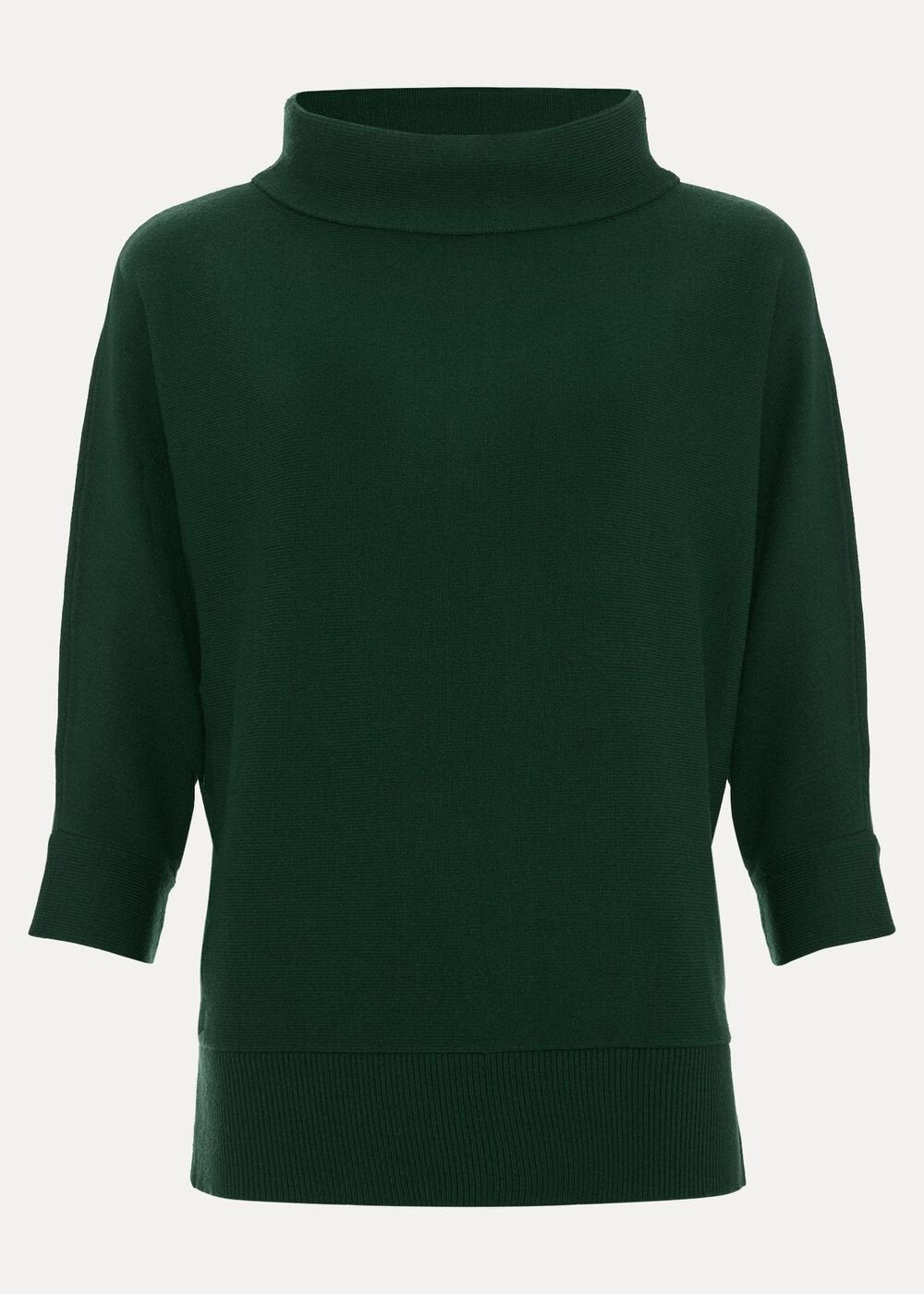 Salima Funnel Neck Knit Jumper Green