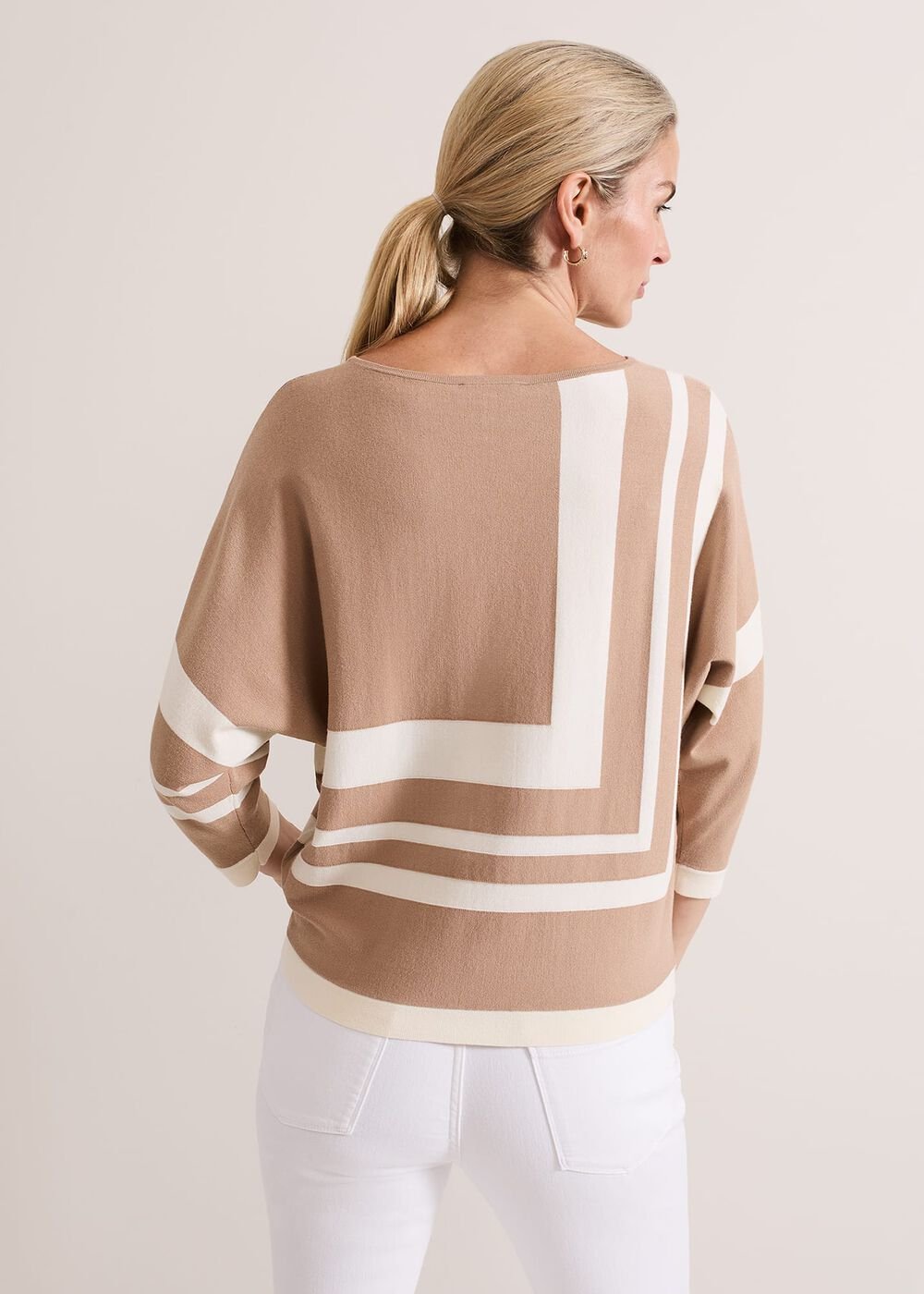 Geri Geo Lined Knit Top Camel