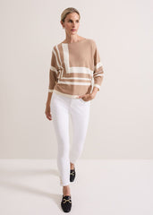 Geri Geo Lined Knit Top Camel