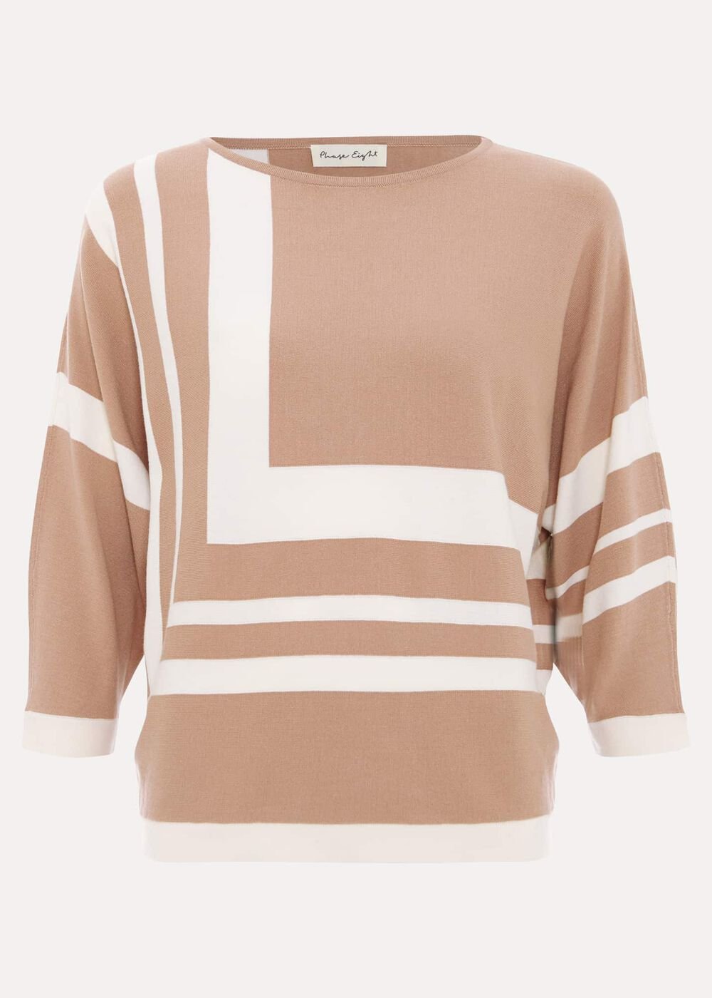 Geri Geo Lined Knit Top Camel