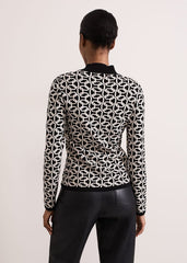 Callie Chain Jacquard Fitted Top Black/Ivory