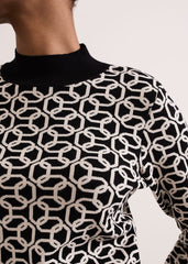 Callie Chain Jacquard Fitted Top Black/Ivory