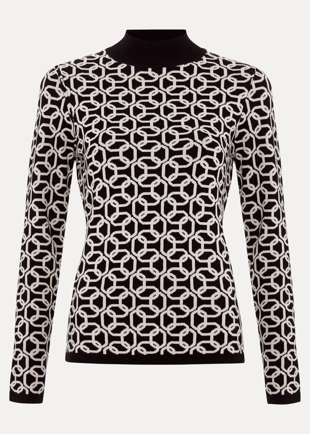 Callie Chain Jacquard Fitted Top Black/Ivory