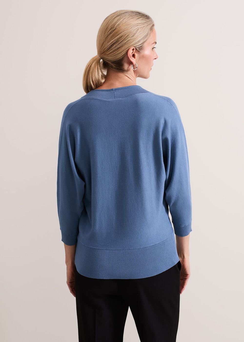 Gina V Neck Batwing Jumper Blue